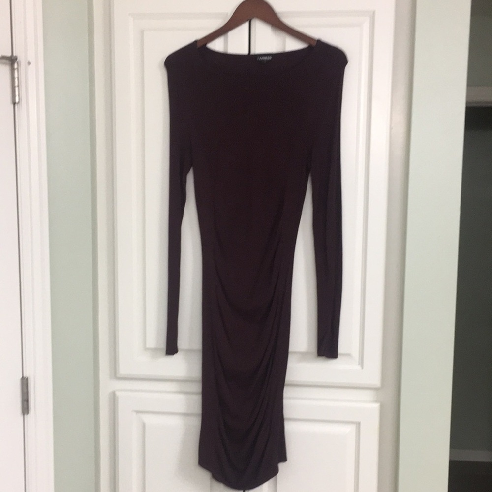 Elegant Long Sleeve Dress in Deep Purple/burgundy